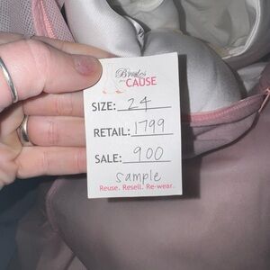 Wedding dress, with train and pockets.